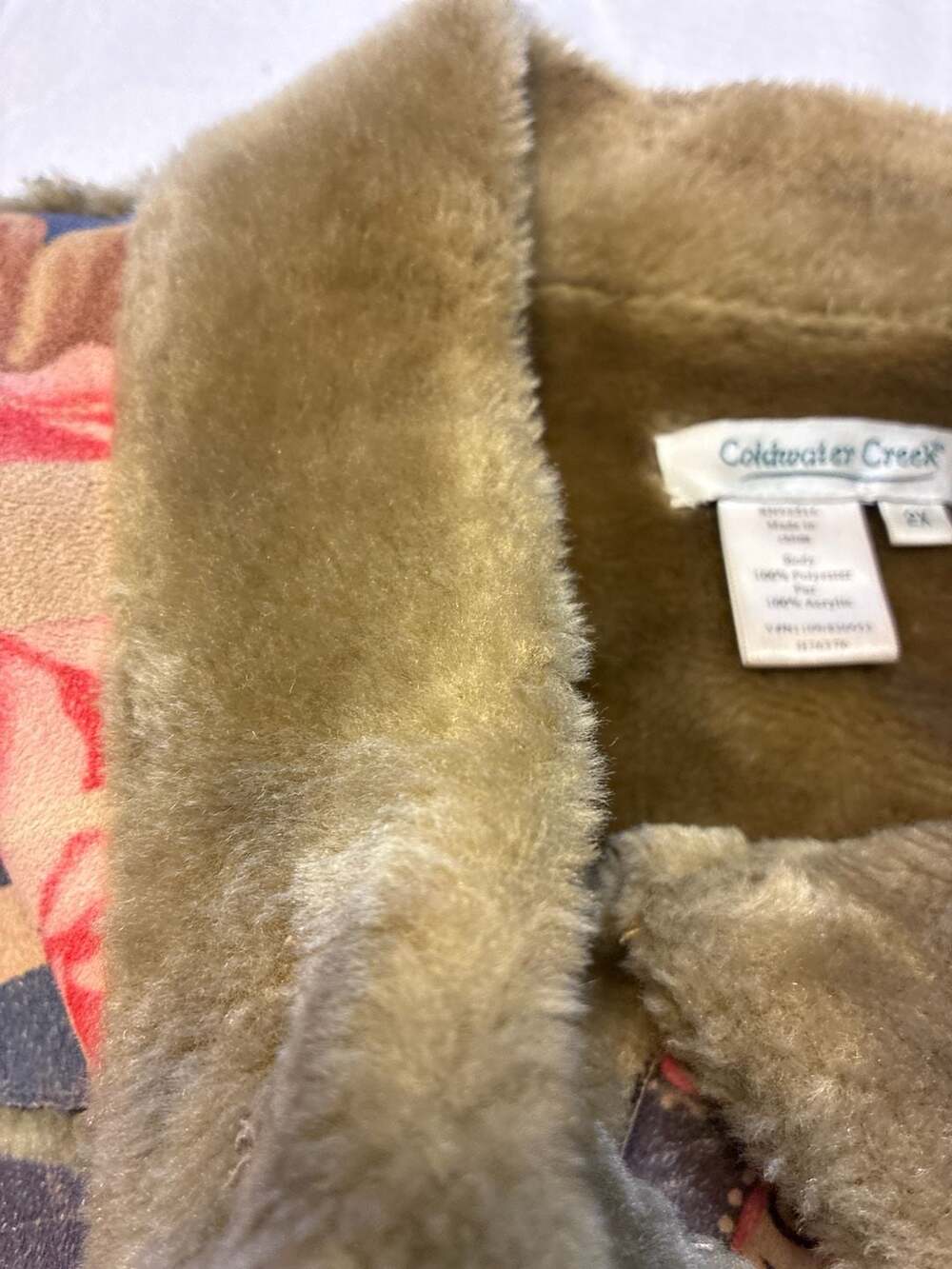 Coldwater Creek Patchwork Faux Suede Fur Lined Jacket Size 2X - Picture 3 of 16